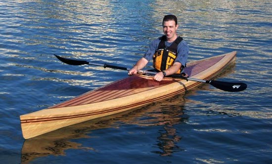 Builder Robert C. paddling  his Great Auk 17 sea kayak