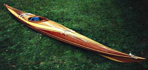 An Expedition Single wooden kayak built by Nick Schade