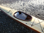 The cockpit of an Expedition Single wooden kayak built by Casey W Thumbnail