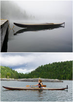 Tw\o views of a Guillemot Single wooden kayak built by Karl T. in Quebec Thumbnail