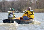 Jimmy Skiff with 2 guys motoring with 2hp Honda outboard.  Thumbnail