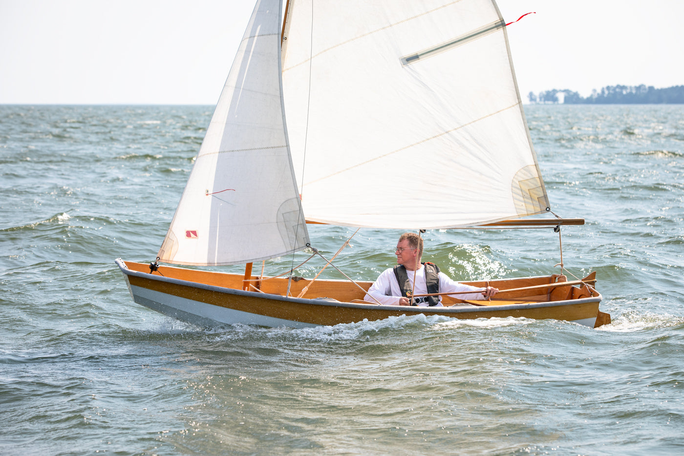 Passagemaker Dinghy with a Sloop sailing rig, seen sailing Crab Alley, Eastern Chesapeake Bay