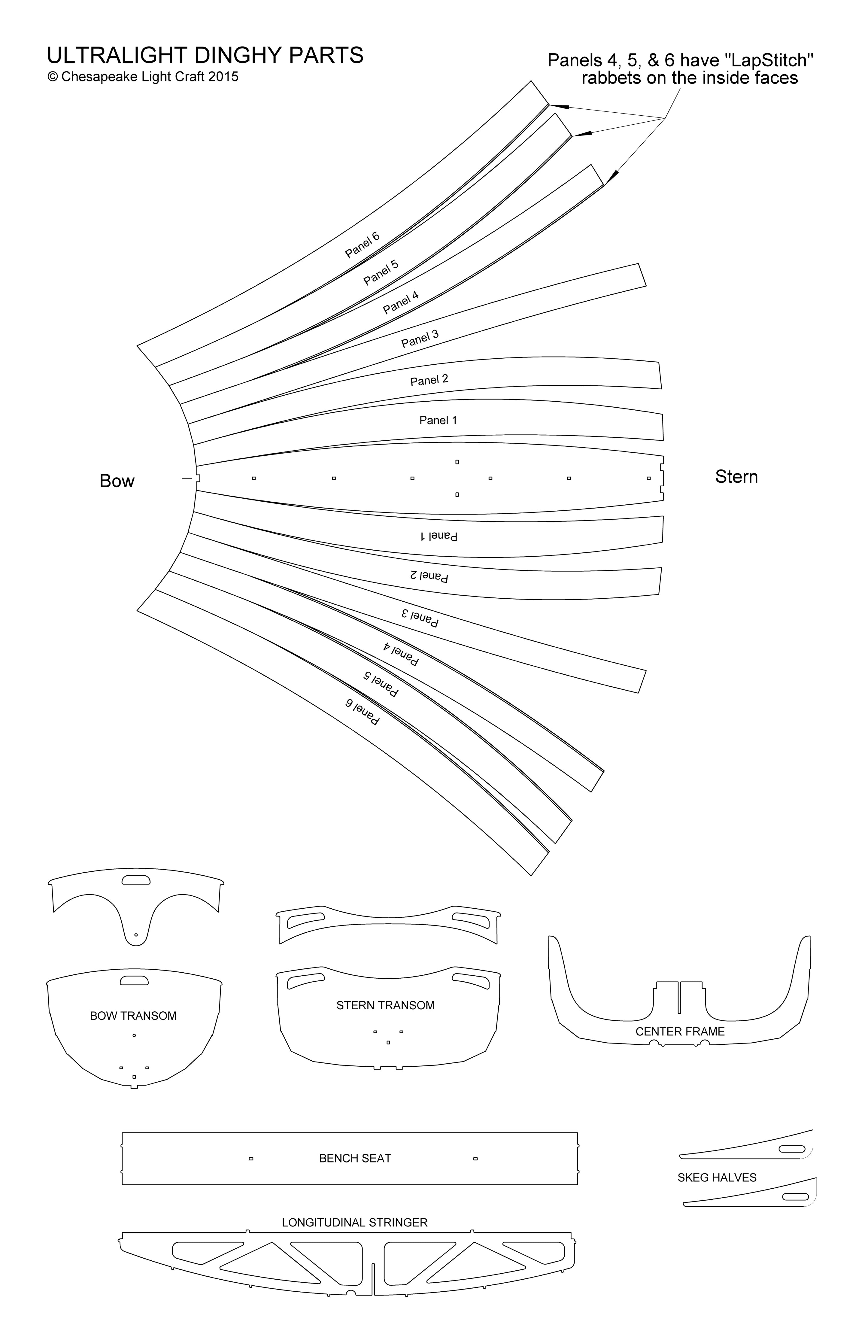 Layout of the planks on the Eastport Ultralight Dinghy