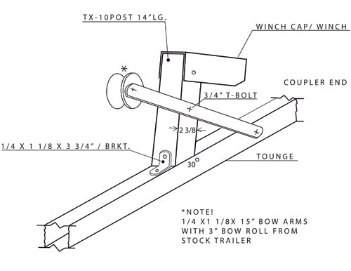 Winch Post  w/ Caps - by Trailex