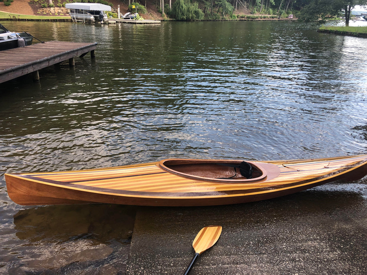 A Wood Duck 12 Hybrid kayak built by Emmanuel R. on the launch ramp at Greensboro, GA