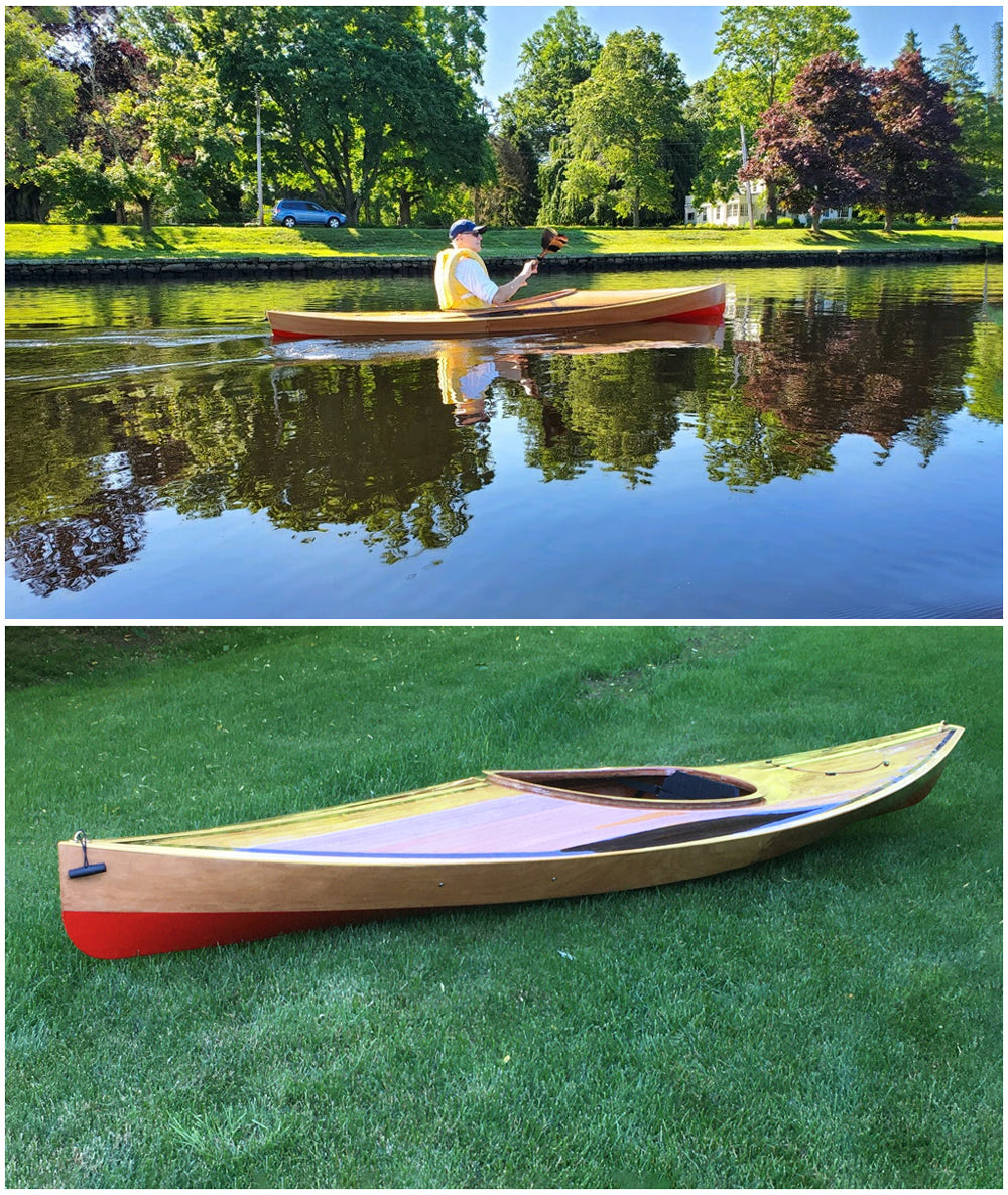 Two images of his Wood Duck 12 Hybrid kayak from Jon E., on the Pawcatuck River, Westerly, RI