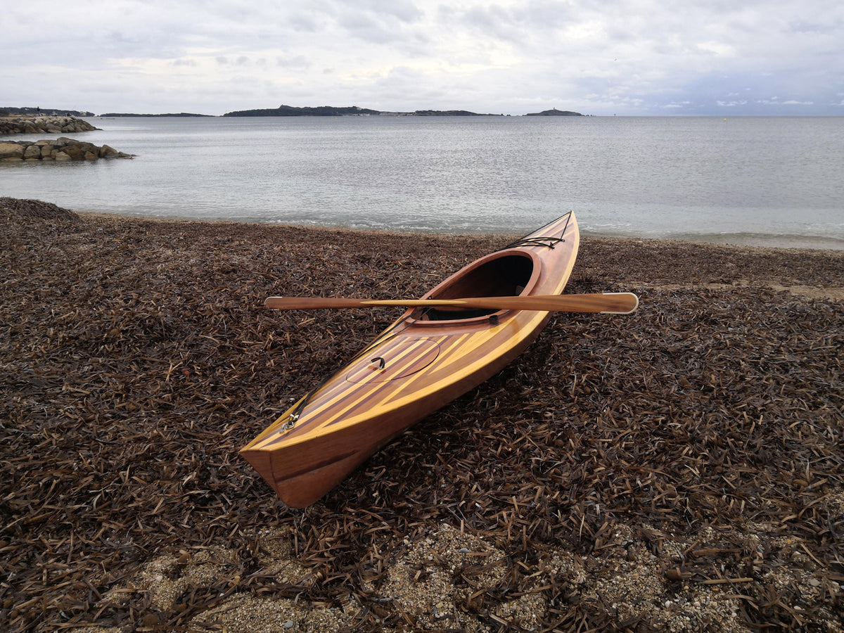 A Wood Duck 12 Hybrid kayak built by Matheiu G. in the south of France