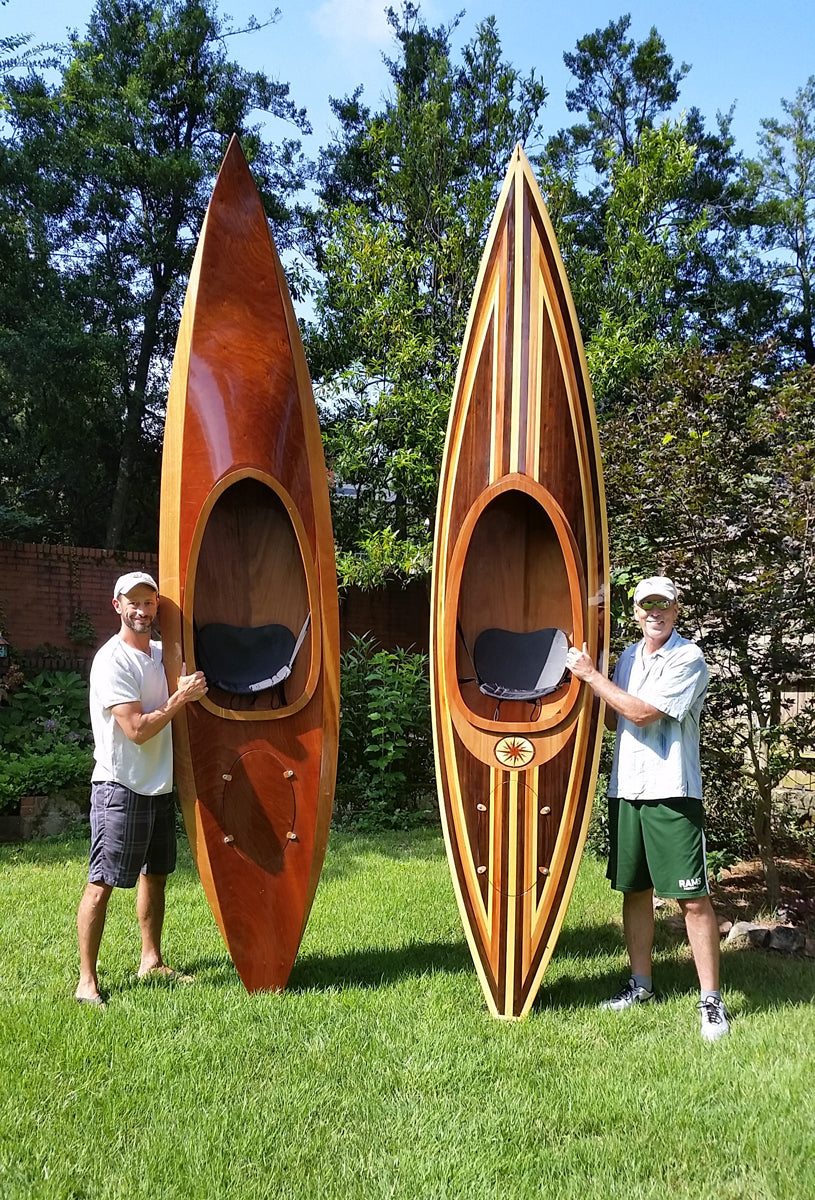 A Wood Duck 12 kayak and a Wood Duck 12 Hybrid kayak built by Rich M.
