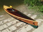 The separation of light and dark strips makes for a striking deck on this Wood Duck 14 Hybrid kayak built by Jim H. Thumbnail