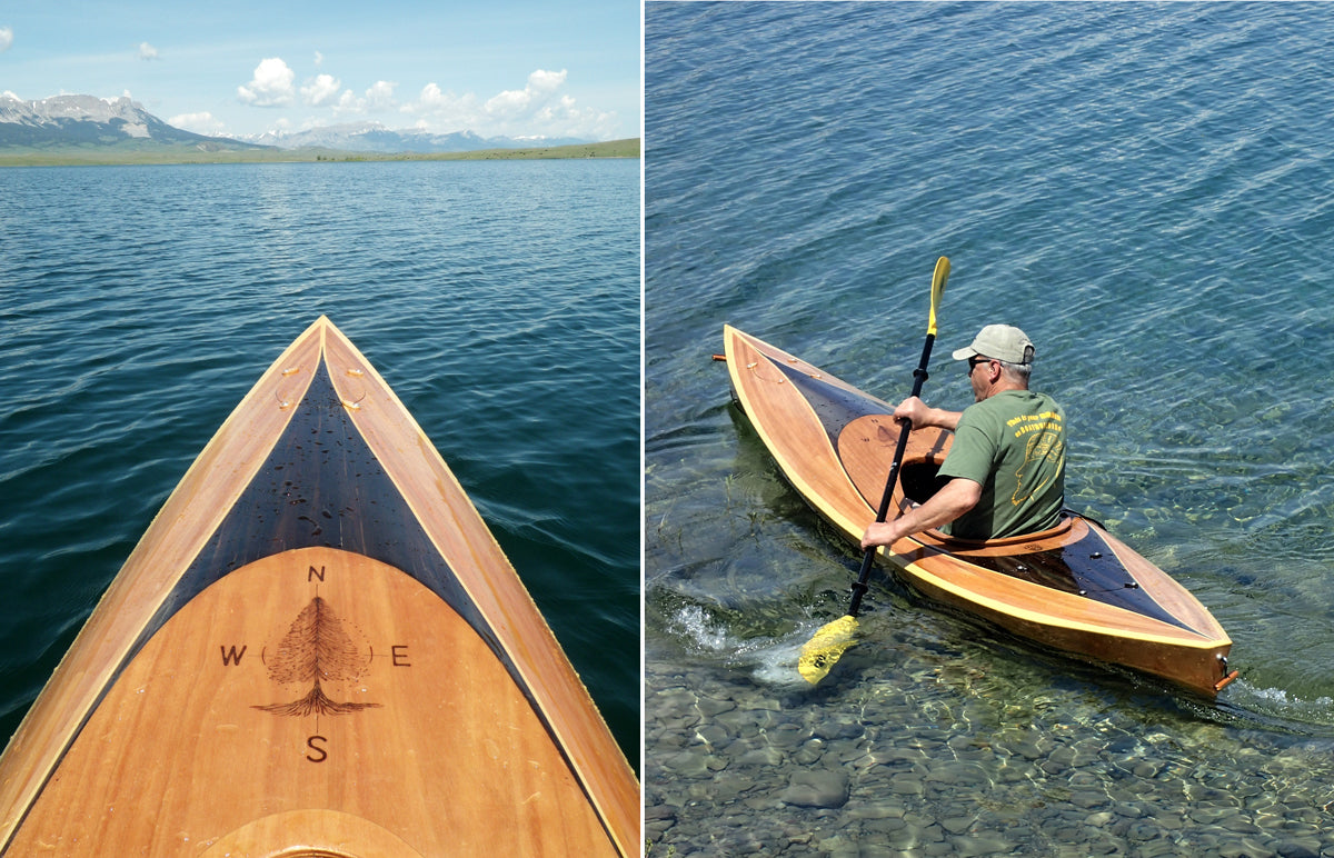 Two images of his Wood Duck 14 Hybrid kayak from Len K. in Augusta, Montana.