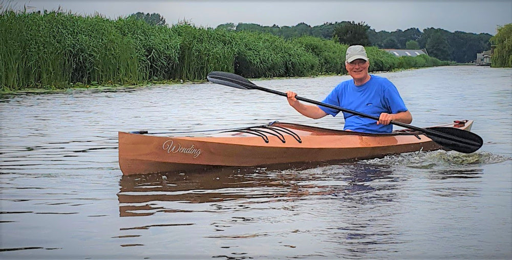 Edo V. paddling his Wood Duck 14 kayak on the Zuidplas Ringvaart in the Netherlands