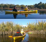 Ian O. and a friend exploring the waters of New Zealand's Mahinapua Creek in their Wood Duck Double kayak. Thumbnail