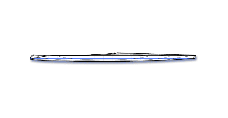 Profile view plan of the Aleutesque kayak designed by Nick Schade.