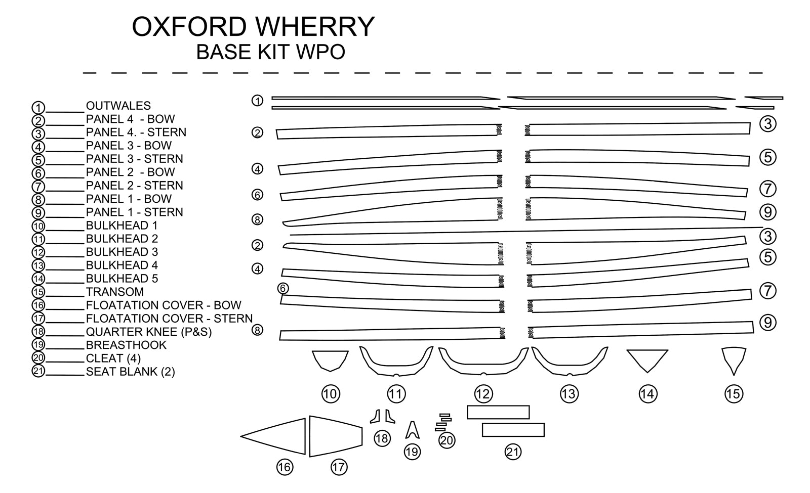 Angus Oxford Wherry Wood Parts Only Kit Parts
