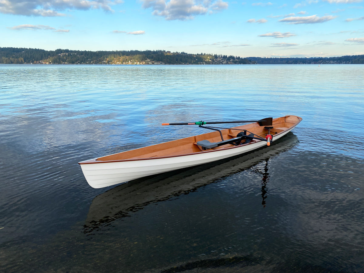An Annapolis Wherry built by Angus F. floating on Lake Washington, Seattle