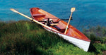 View of the drop-in rowing rig and oars in their sockets on an Annapolis Wherry. Thumbnail
