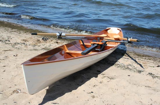 An Annapolis Wherry on the beach, awaiting launch.