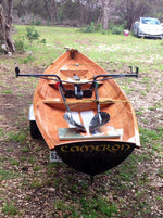 Stern view of an Annapolis Wherry built by Jan H., on a trailer Thumbnail