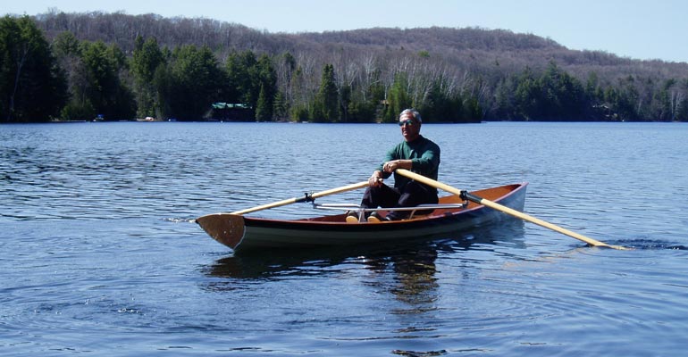 Russ P. rowing his Annapolis Wherry