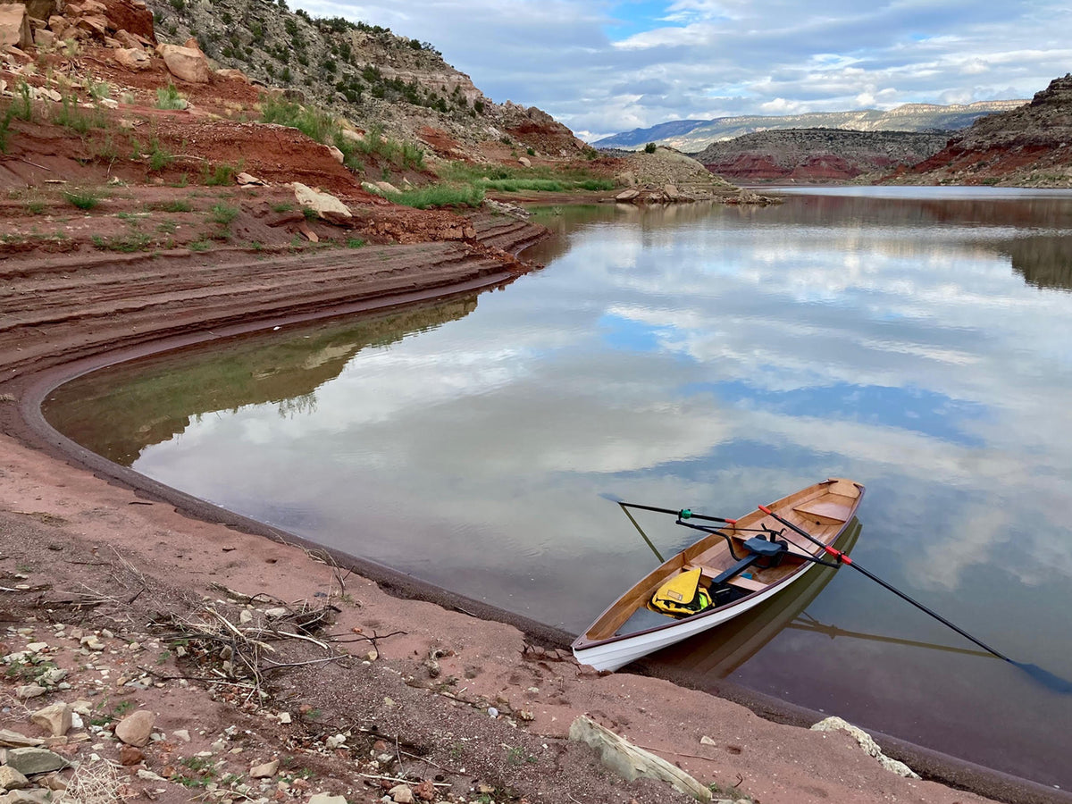 An Annapolis Wherry built by Steve J. floating on the Rio Chama, New Mexico