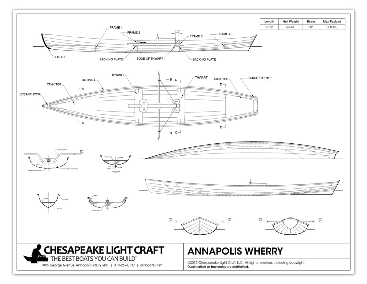 Preview of the Study Plans for the Annapolis Wherry rowboat.
