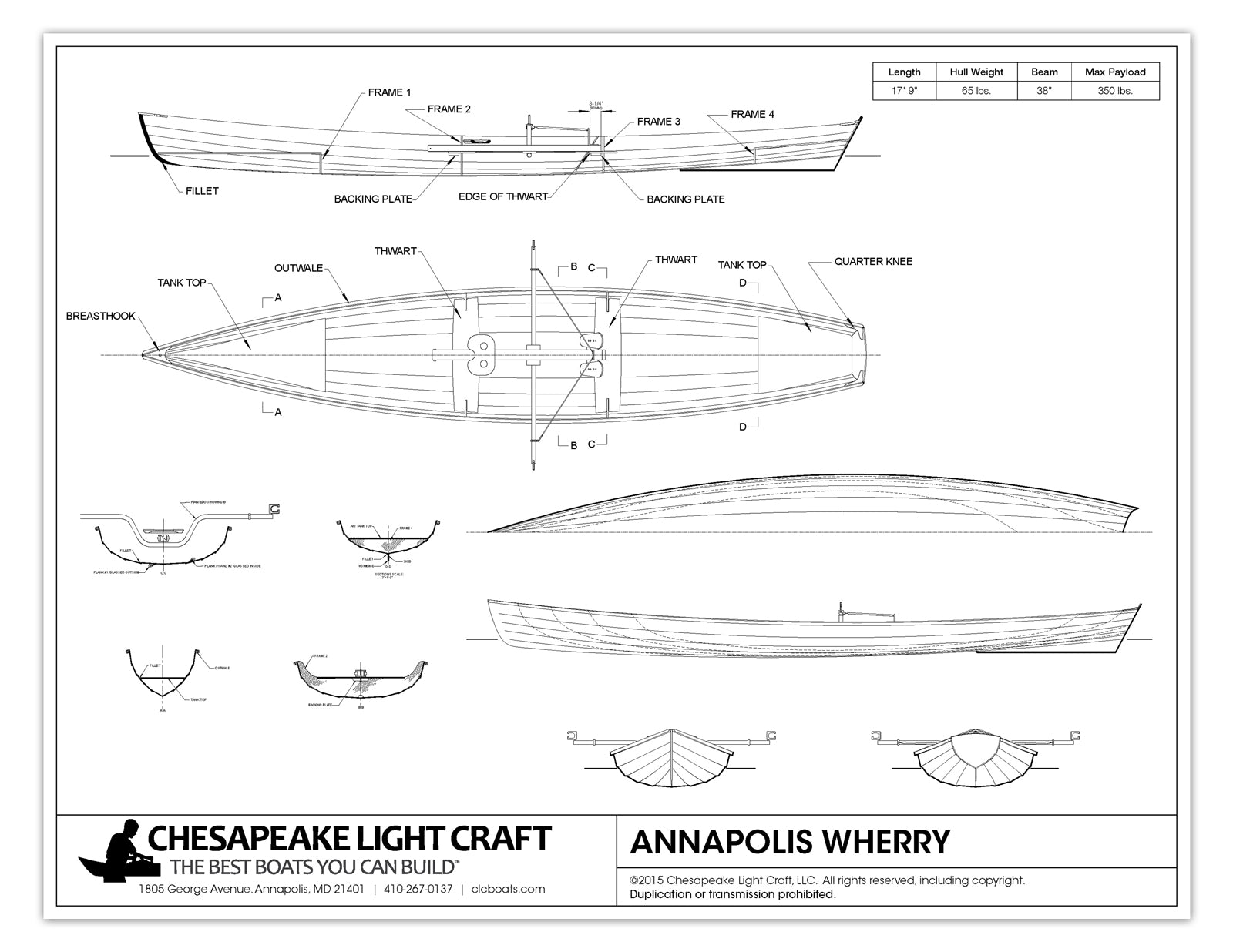 Preview of the Study Plans for the Annapolis Wherry rowboat.