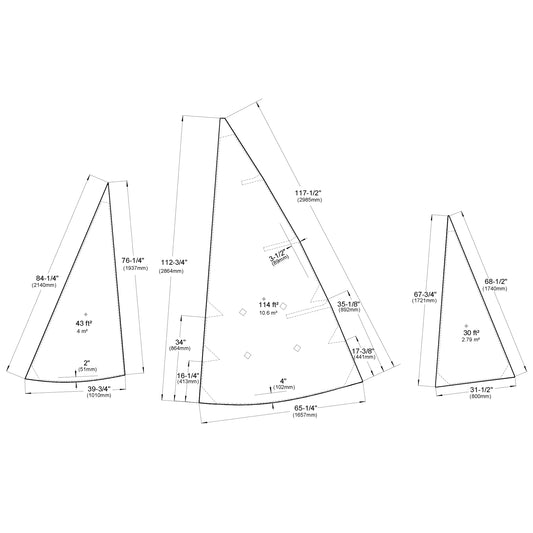 Autumn Leaves Canoe Standard Yawl Rig - Main, Mizzen & RF Jib Sails (White)