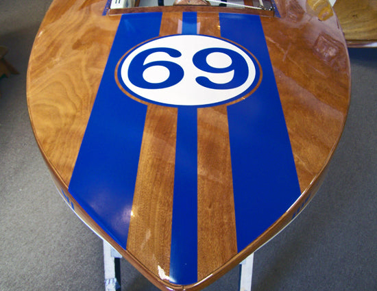 Custom Vinyl Boat Lettering - Blue