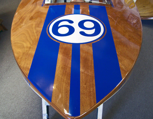Custom Vinyl Boat Lettering - Blue