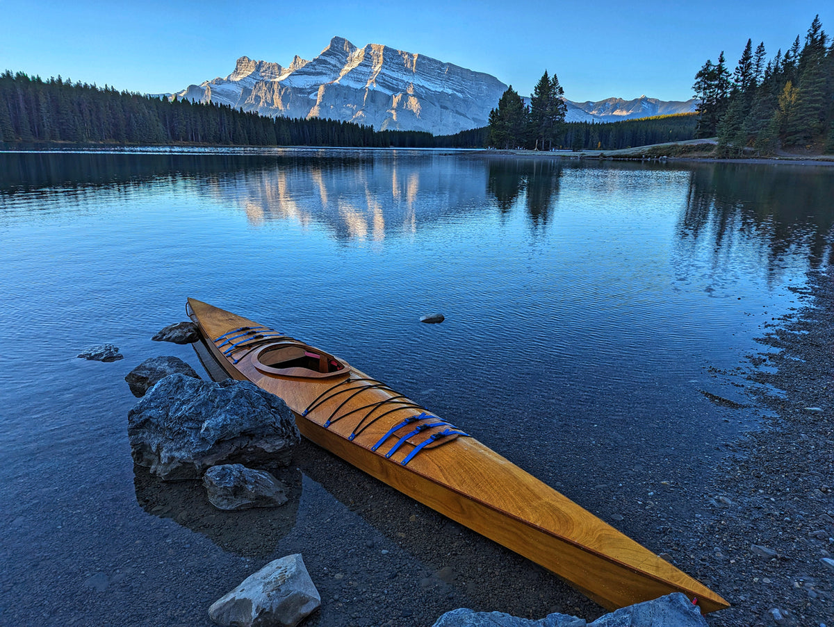 Chesapeake 16 built from plans by Ted T, seen at sunrise in Banff National Park, Canada