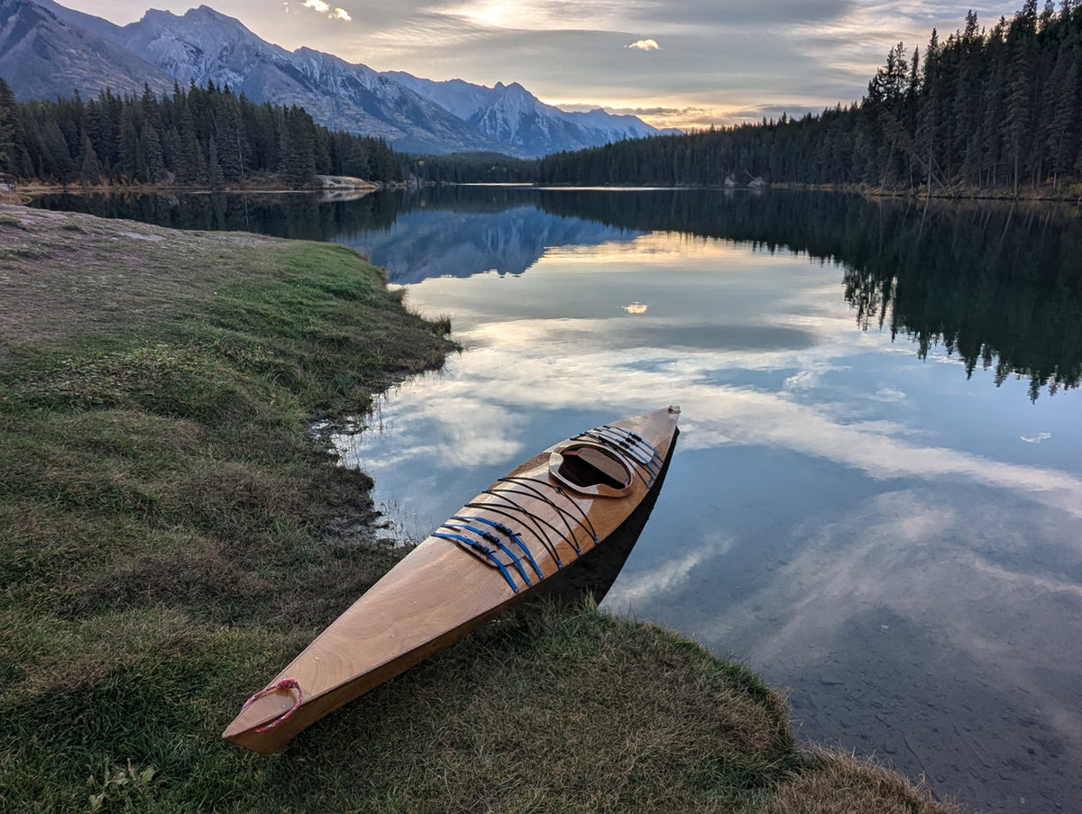 Chesapeake 16 built from plans by Ted T, seen at sunrise in Banff National Park, Canada