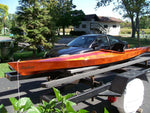 A Chesapeake 16LT wooden kayak built by Valerie S. on a trailer Thumbnail