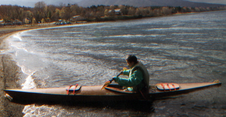 A wooden Chesapeake 14 kayak built by Yanai T