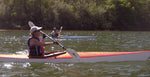 Paddling a Chesapeake 14 wooden kayak on a river Thumbnail