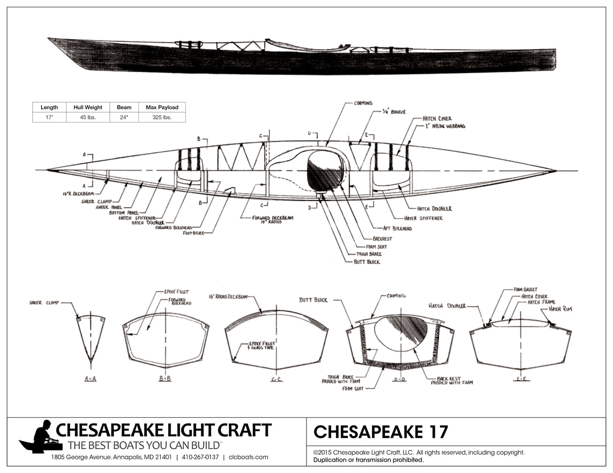 Chesapeake 17 Kayak Plans Drawing page 1