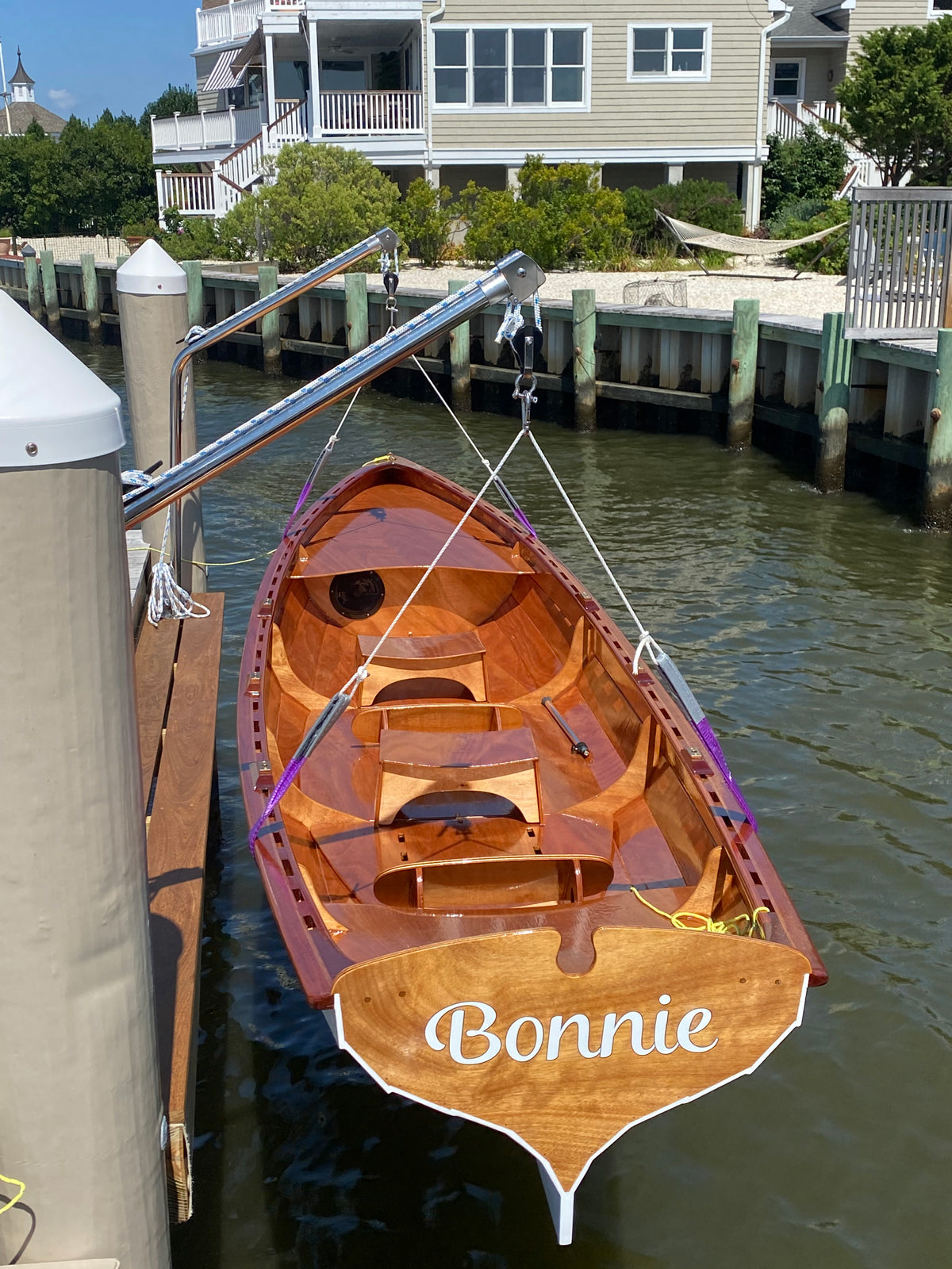Chester Yawl BONNIE on a boat lift