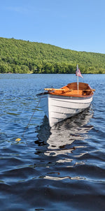 Chester Yawl SERENDIPITY at anchor with flag flying Thumbnail