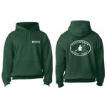 Forest Green hoodie with 'Chesapeake Light Craft' paddler logo on back in white ink and the builder logo on the front left chest. Thumbnail