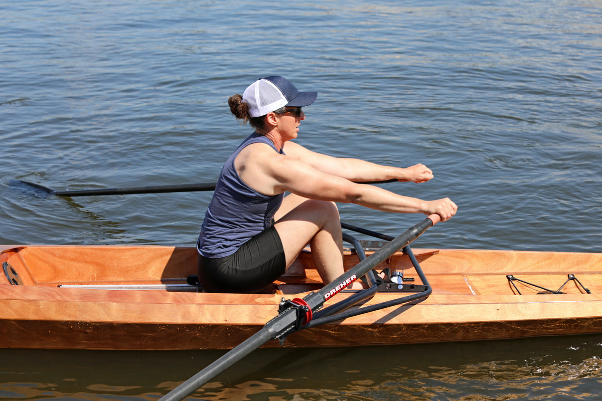 Closeup of the Surge Coastal Rower Rigger and Cockpit