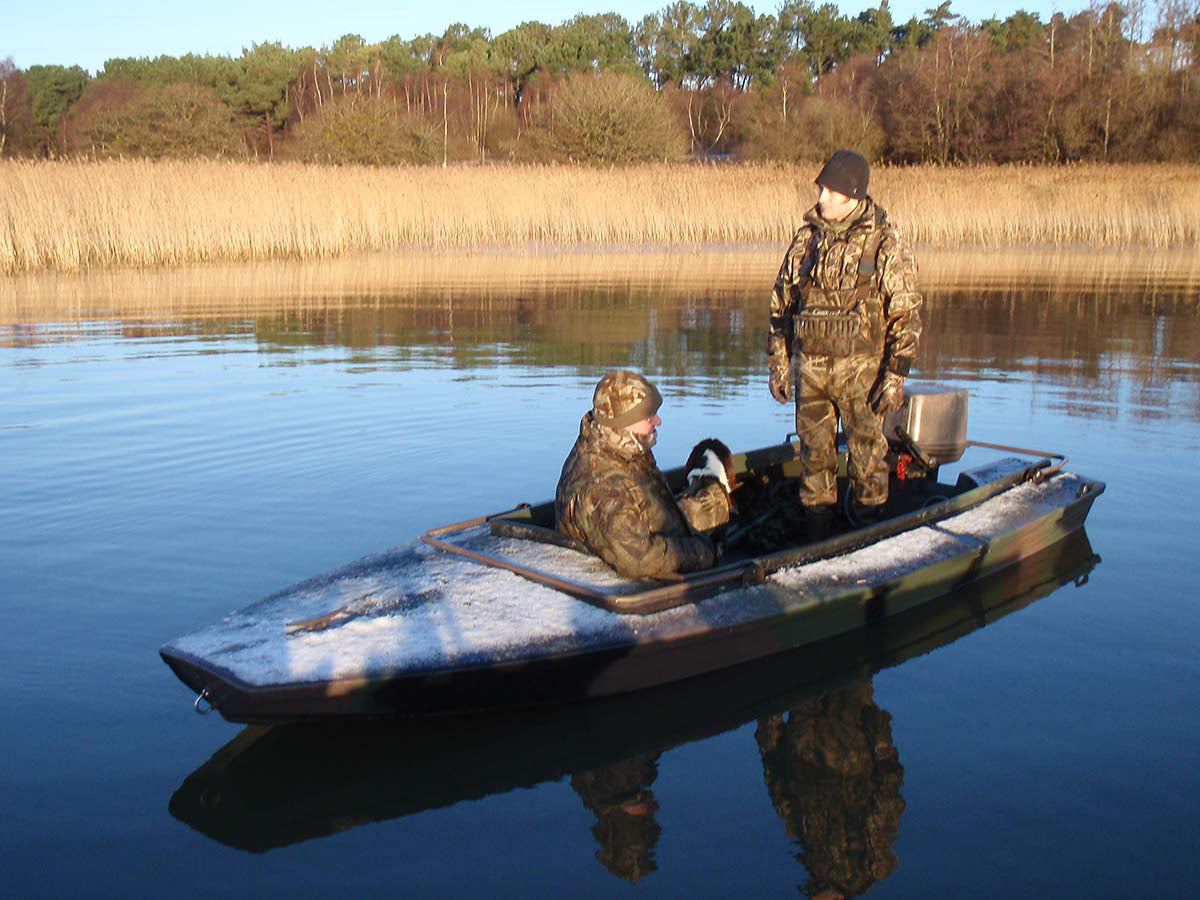 Black Brant III 15 motor boat on a duck hunting expedition.