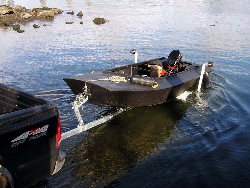 The Cackler sweeps up at the bow to deflect waves and chop.