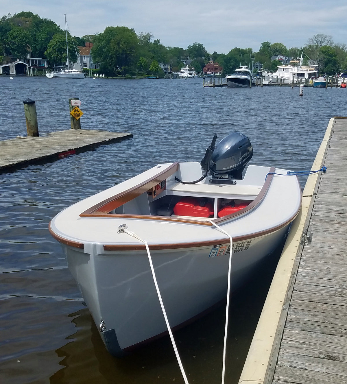 There is room for two gas tanks in the stern of the Candlefish 16 Casting Deck fishing boat by Sam Devlin.