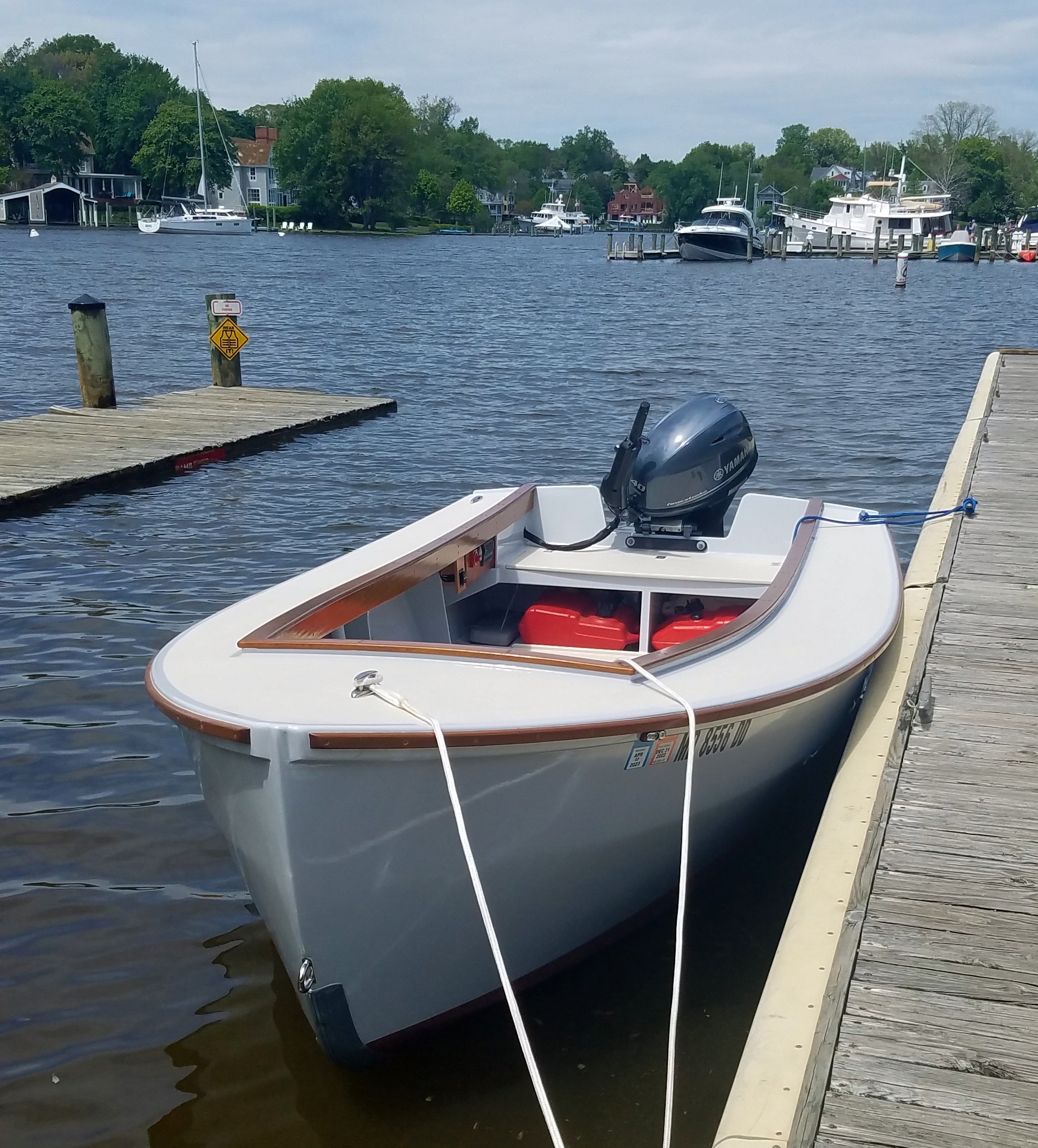 There is room for two gas tanks in the stern of the Candlefish 16 Casting Deck fishing boat by Sam Devlin.