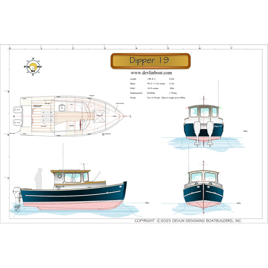 drawing for the Dipper 19 by Devlin Designing Boatbuilders