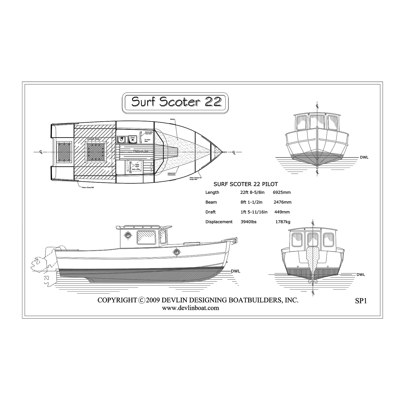 Devlin Surf Scoter 22 Cruiser drawing