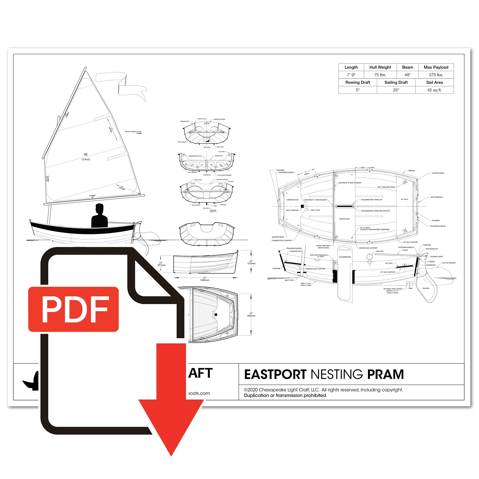 Eastport Nesting Pram Study Plans - Emailed PDF