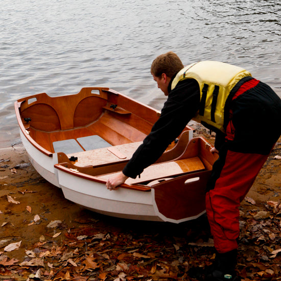 Eastport Nesting Pram's bow is separated from the aft section. 