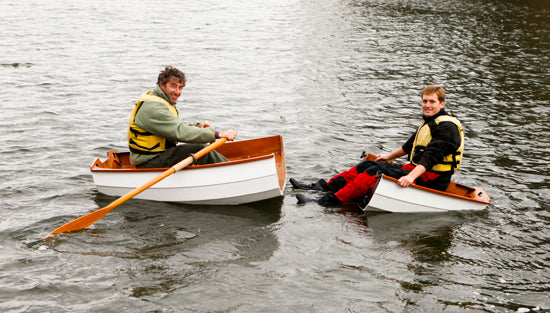 Eastport Nesting Pram's bow and hull interdependently float tested.