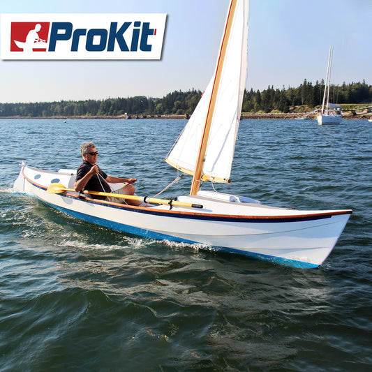 Lead Image for the Faering Cruiser Prokit, Matthew M. of WoodenBoat magazine at the helm.
