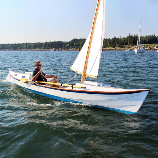Faering Coastal Cruiser sailing just off the WoodenBoat campus in 2012.